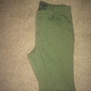 Olive green ankle cut jeans
